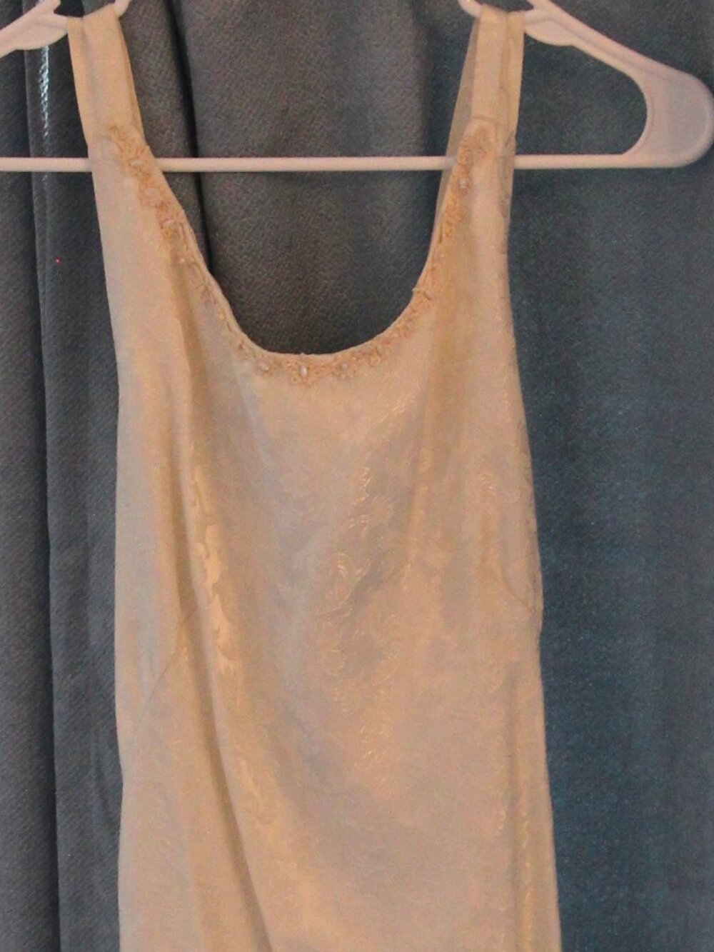 One of a kind Hand Sewn full length satin jacquard dress ivory - size 8